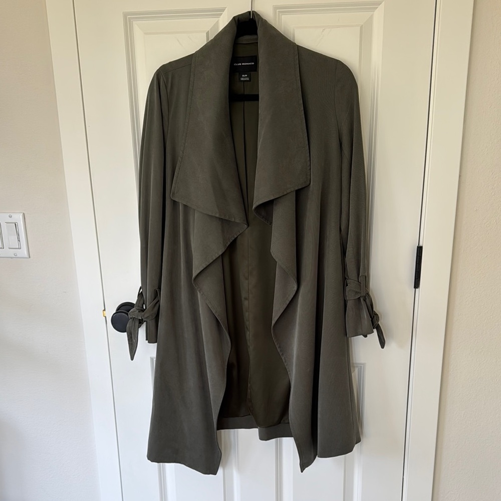 Club Monaco Olive Green Waterfall Jacket/Trench size XS